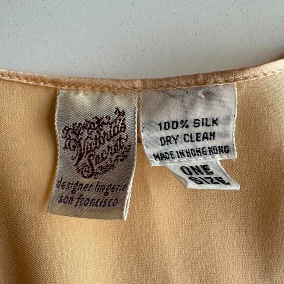 VTG Victorias Secret Rare Pre Gold Ventura Tag Silk Peach Kimono Robe One Size - Picture 5 of 8